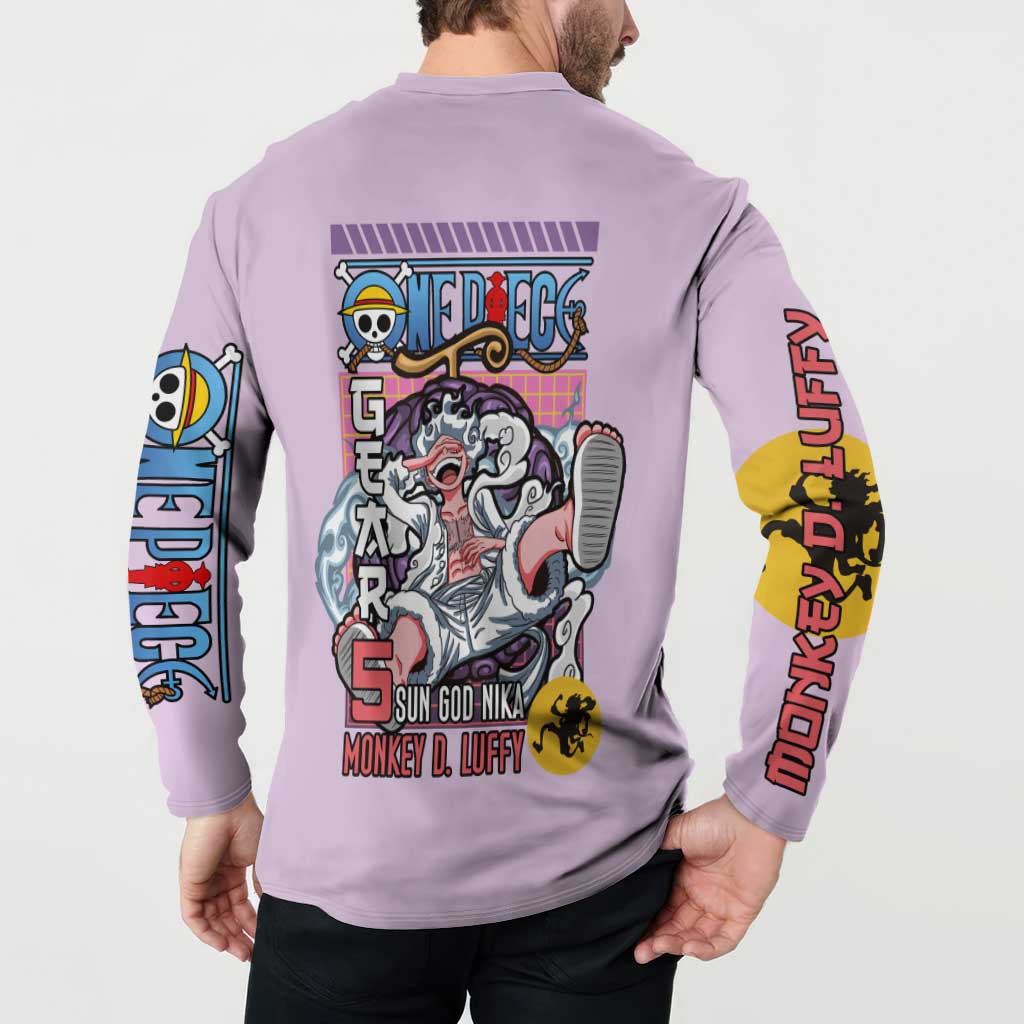 Monkey D. Luffy Gear 5 And Demon Fruit Nika - One Piece Button Sweatshirt Anime Style