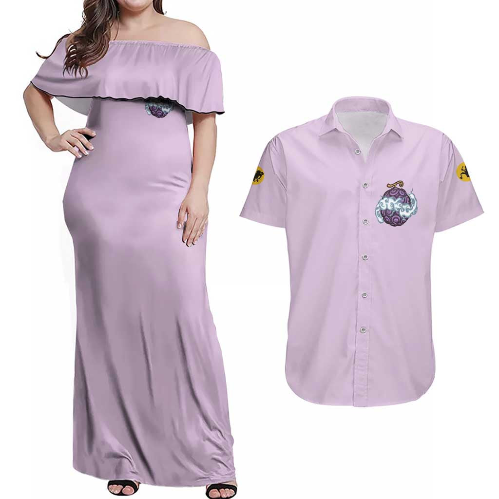 Monkey D. Luffy Gear 5 And Demon Fruit Nika - One Piece Couples Matching Off Shoulder Maxi Dress and Hawaiian Shirt Anime Style