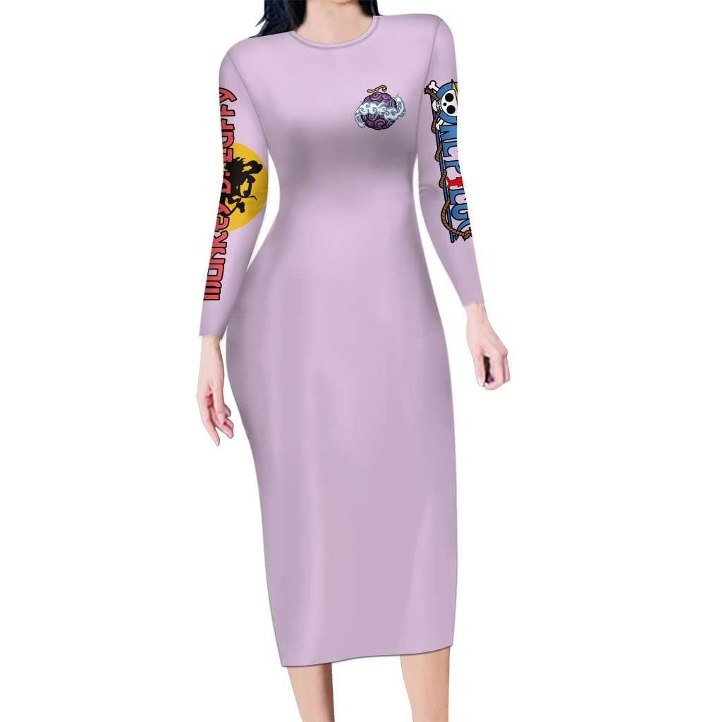 Monkey D. Luffy Gear 5 And Demon Fruit Nika - One Piece Long Sleeve Bodycon Dress Anime Style