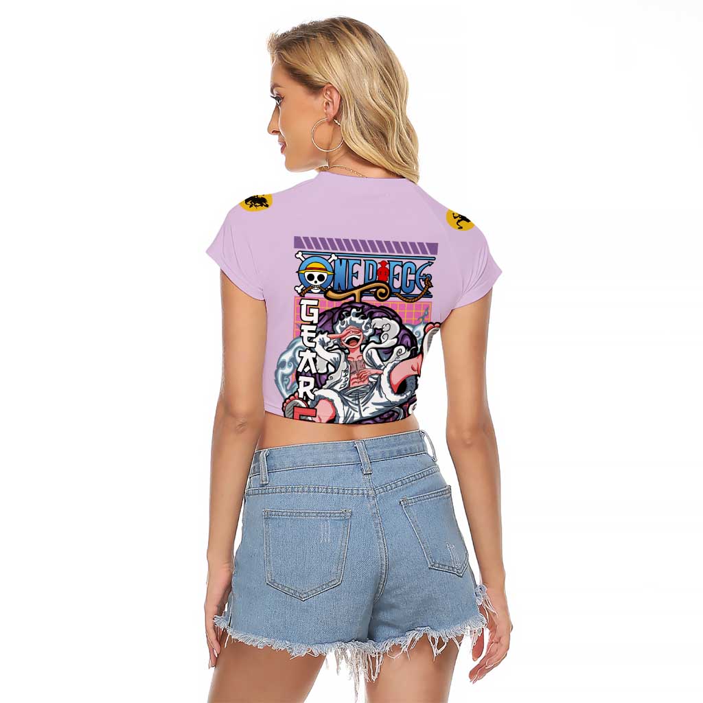 Monkey D. Luffy Gear 5 And Demon Fruit Nika - One Piece Raglan Cropped T Shirt Anime Style