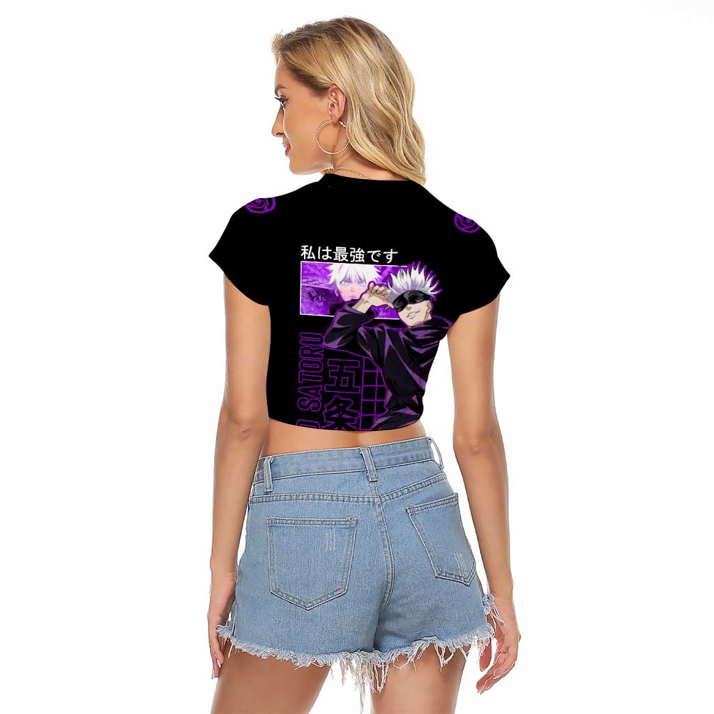 Gojo Satoru Sensei - Jujutsu Kaisen Raglan Cropped T Shirt Anime Japan Art Style
