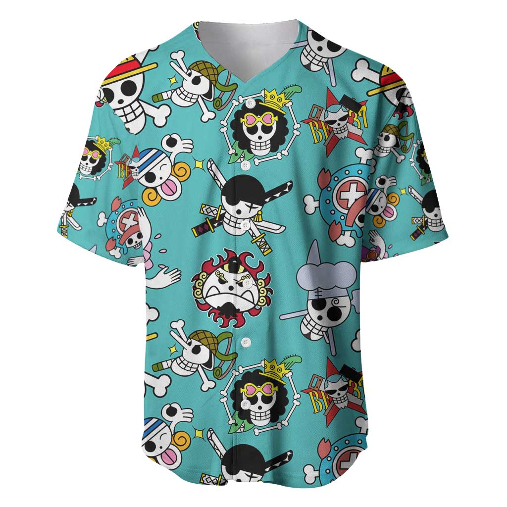 Strawhats Jolly Roger One Piece Baseball Jersey Anime Pattern Style