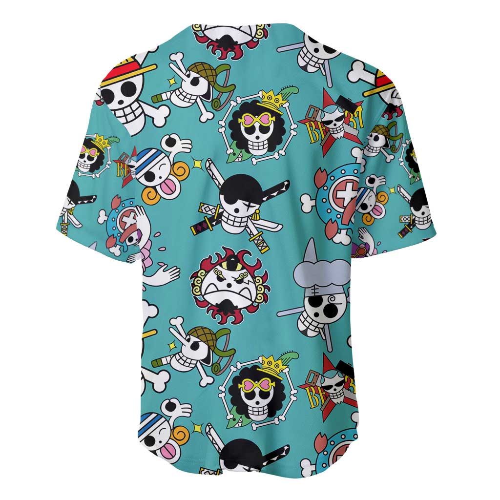 Strawhats Jolly Roger One Piece Baseball Jersey Anime Pattern Style