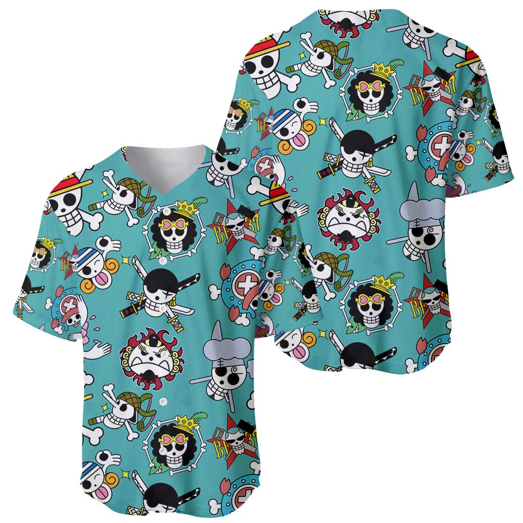 Strawhats Jolly Roger One Piece Baseball Jersey Anime Pattern Style