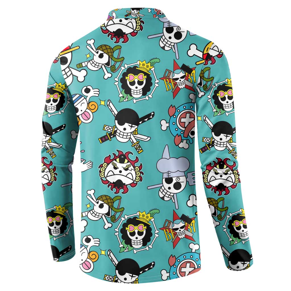 Strawhats Jolly Roger One Piece Button Sweatshirt Anime Pattern Style