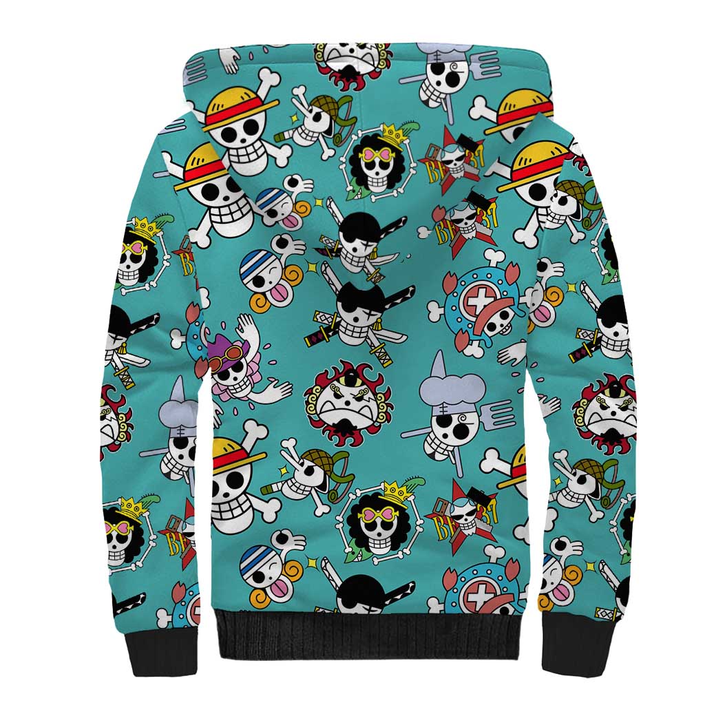 Strawhats Jolly Roger One Piece Sherpa Hoodie Anime Pattern Style