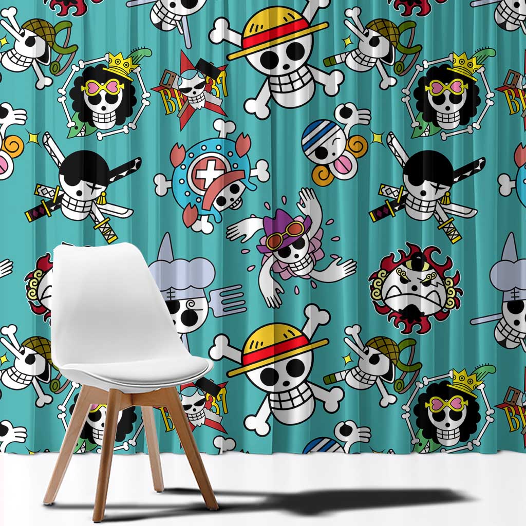 Strawhats Jolly Roger One Piece Window Curtain Anime Pattern Style