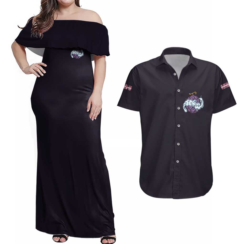 Gear 5th Luffy One Piece Couples Matching Off Shoulder Maxi Dress and Hawaiian Shirt Anime Style