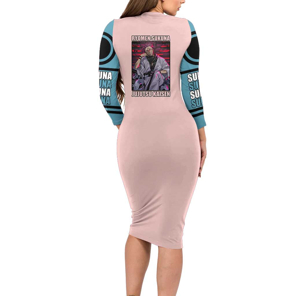 Ryomen Sukuna - Jujutsu Kaisen Long Sleeve Bodycon Dress Anime Style