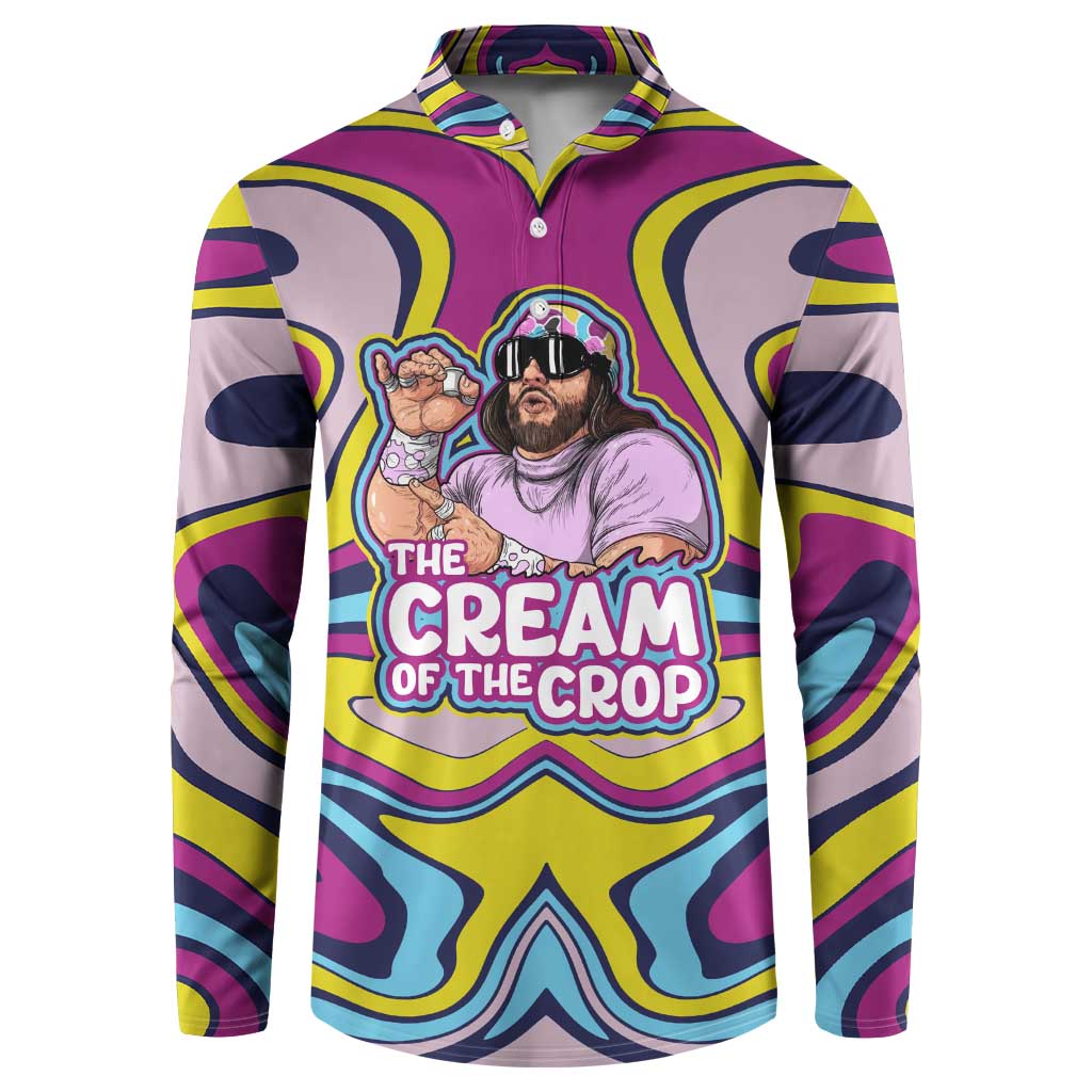 The Cream of the Crop Trippy Randy Savage Pop Culture Button Sweatshirt Anime Style