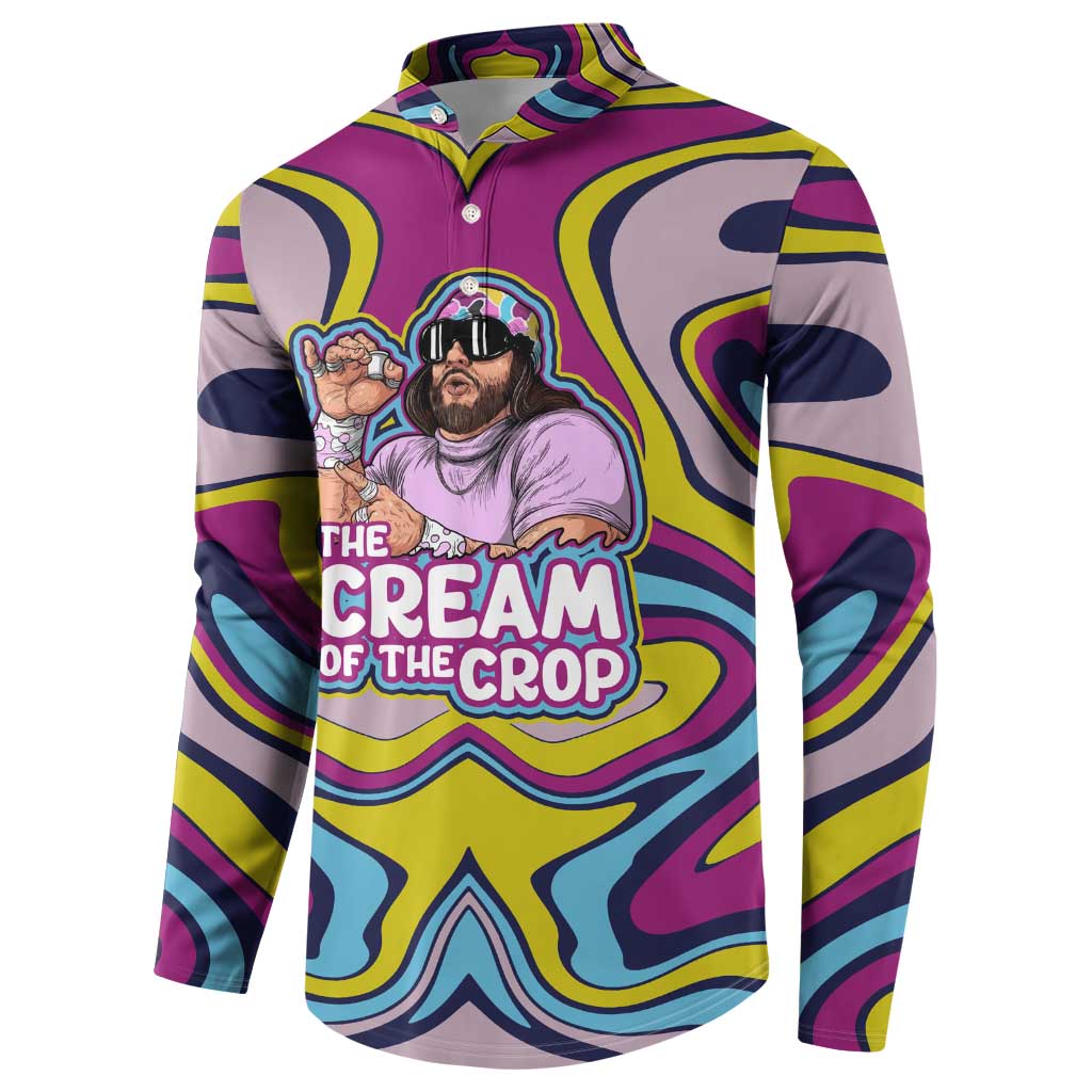 The Cream of the Crop Trippy Randy Savage Pop Culture Button Sweatshirt Anime Style