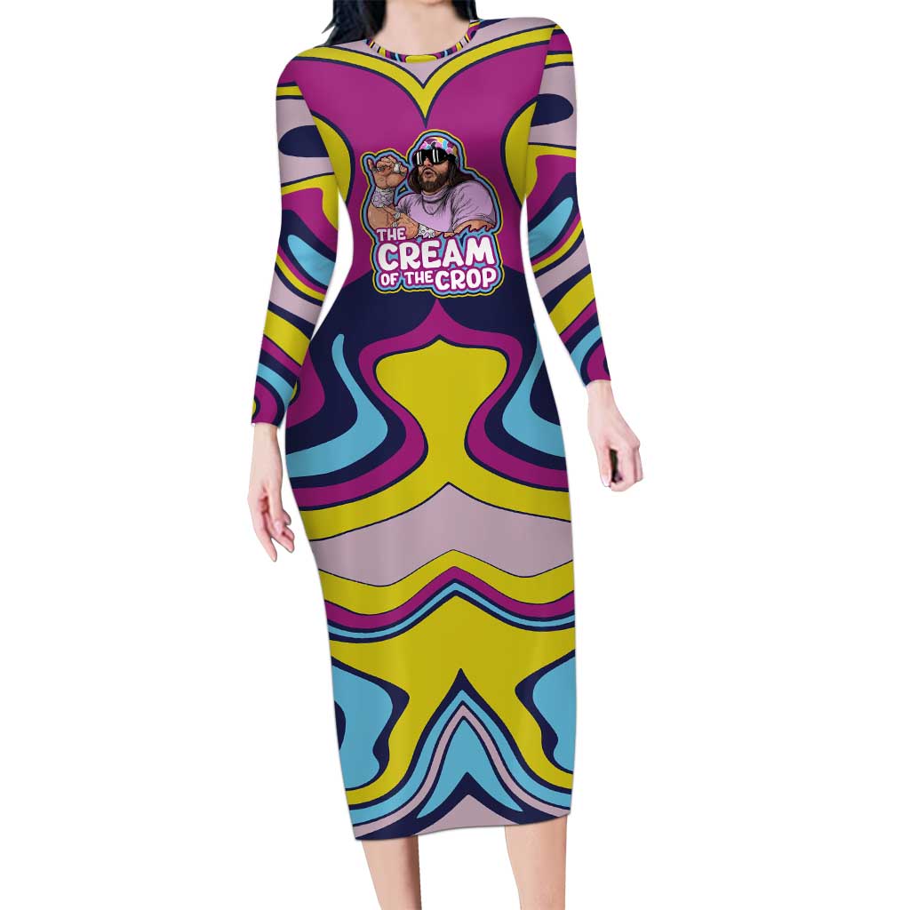 The Cream of the Crop Trippy Randy Savage Pop Culture Long Sleeve Bodycon Dress Anime Style