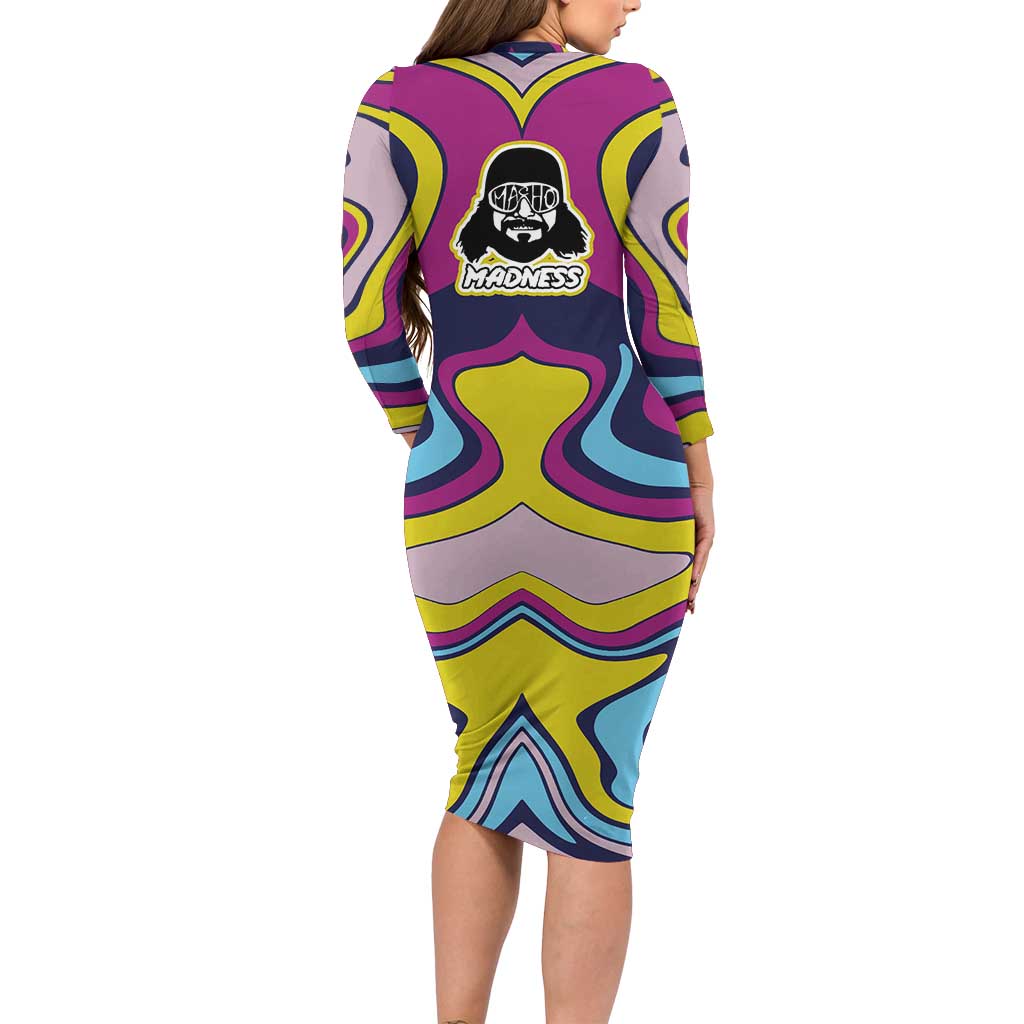 The Cream of the Crop Trippy Randy Savage Pop Culture Long Sleeve Bodycon Dress Anime Style