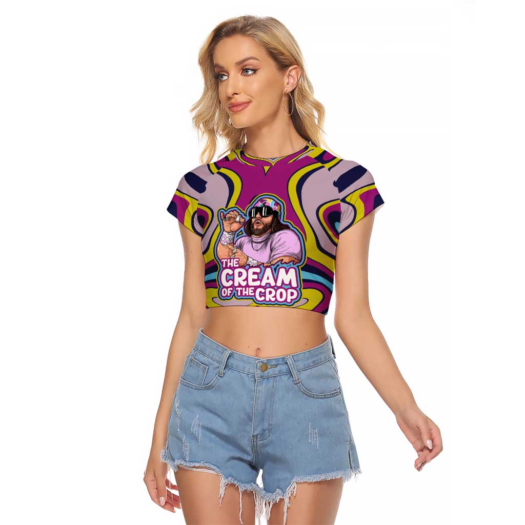 The Cream of the Crop Trippy Randy Savage Pop Culture Raglan Cropped T Shirt Anime Style