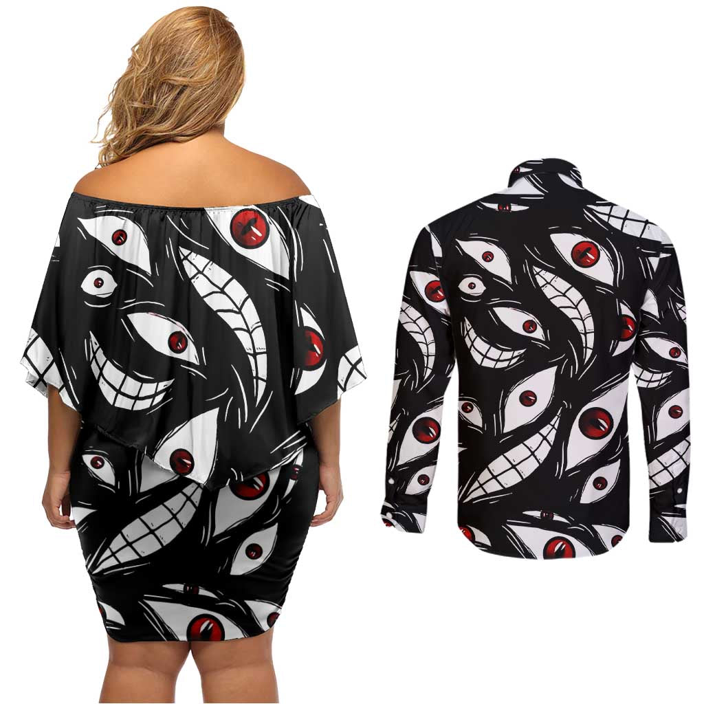 Pride - Fullmetal Alchemist Couples Matching Off Shoulder Short Dress and Long Sleeve Button Shirt Anime Pattern Style