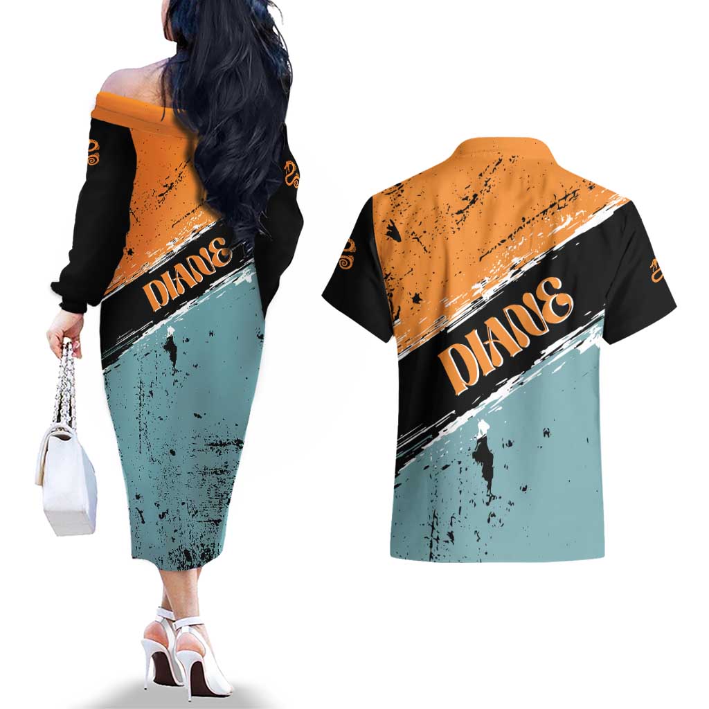 Diane - Nanatsu No Taizai Couples Matching Off The Shoulder Long Sleeve Dress and Hawaiian Shirt Anime Style