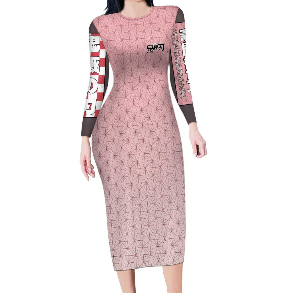 Kamado Nezuko Haori Demon Slayer Long Sleeve Bodycon Dress Anime Style
