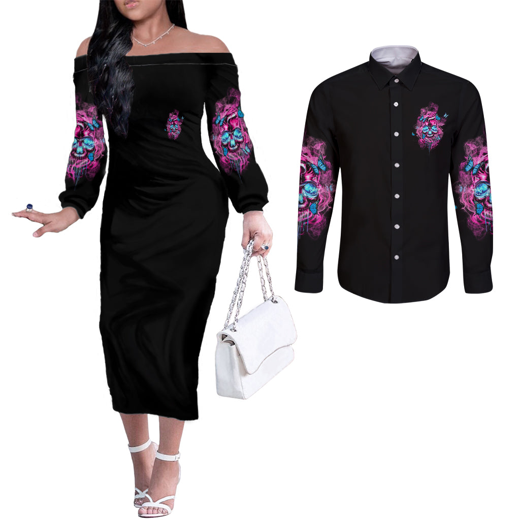 my-give-a-f-is-broken-couples-matching-off-the-shoulder-long-sleeve-dress-and-long-sleeve-button-shirt