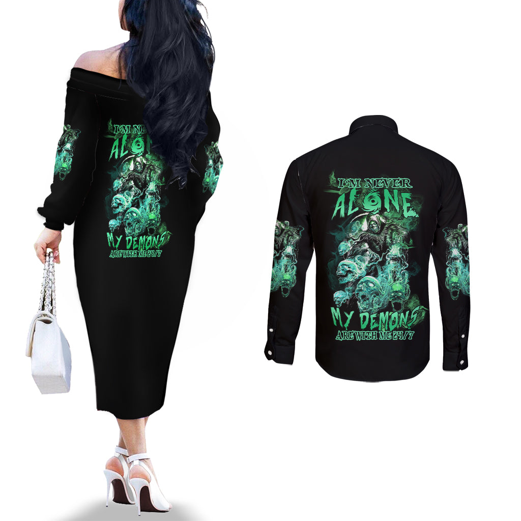 im-never-alone-skull-reaper-couples-matching-off-the-shoulder-long-sleeve-dress-and-long-sleeve-button-shirt