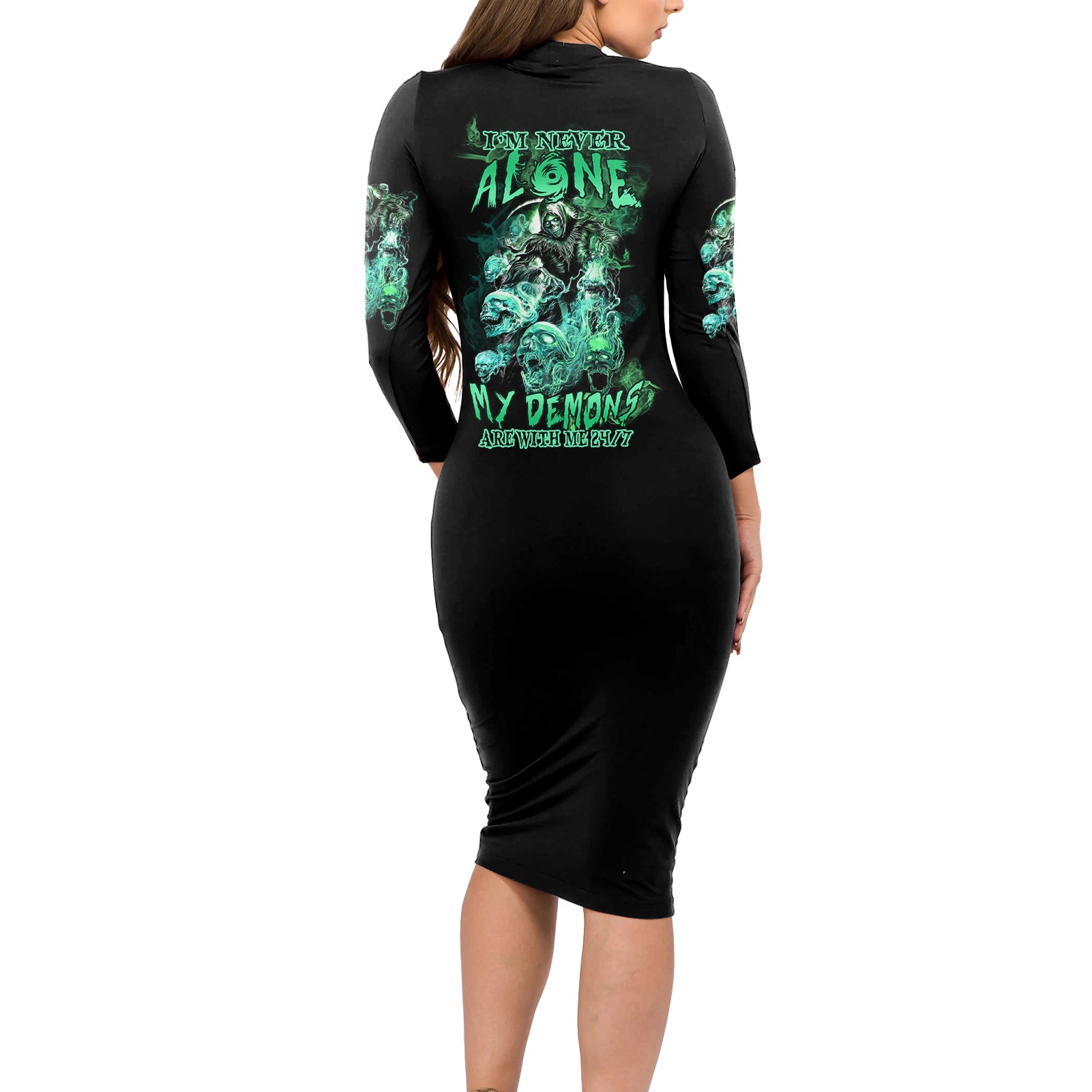 im-never-alone-skull-reaper-long-sleeve-bodycon-dress