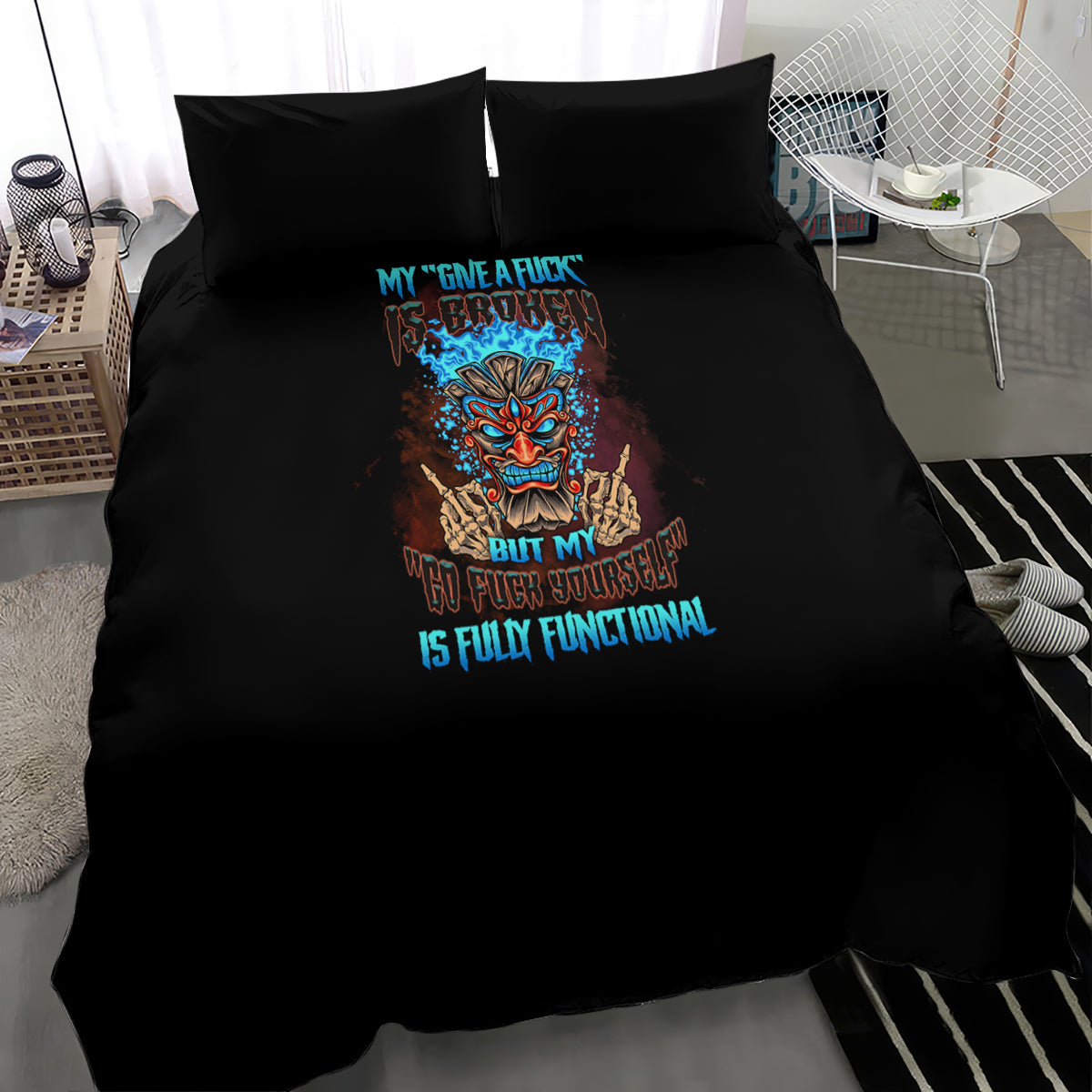 my-give-a-f-tiki-skull-bedding-set