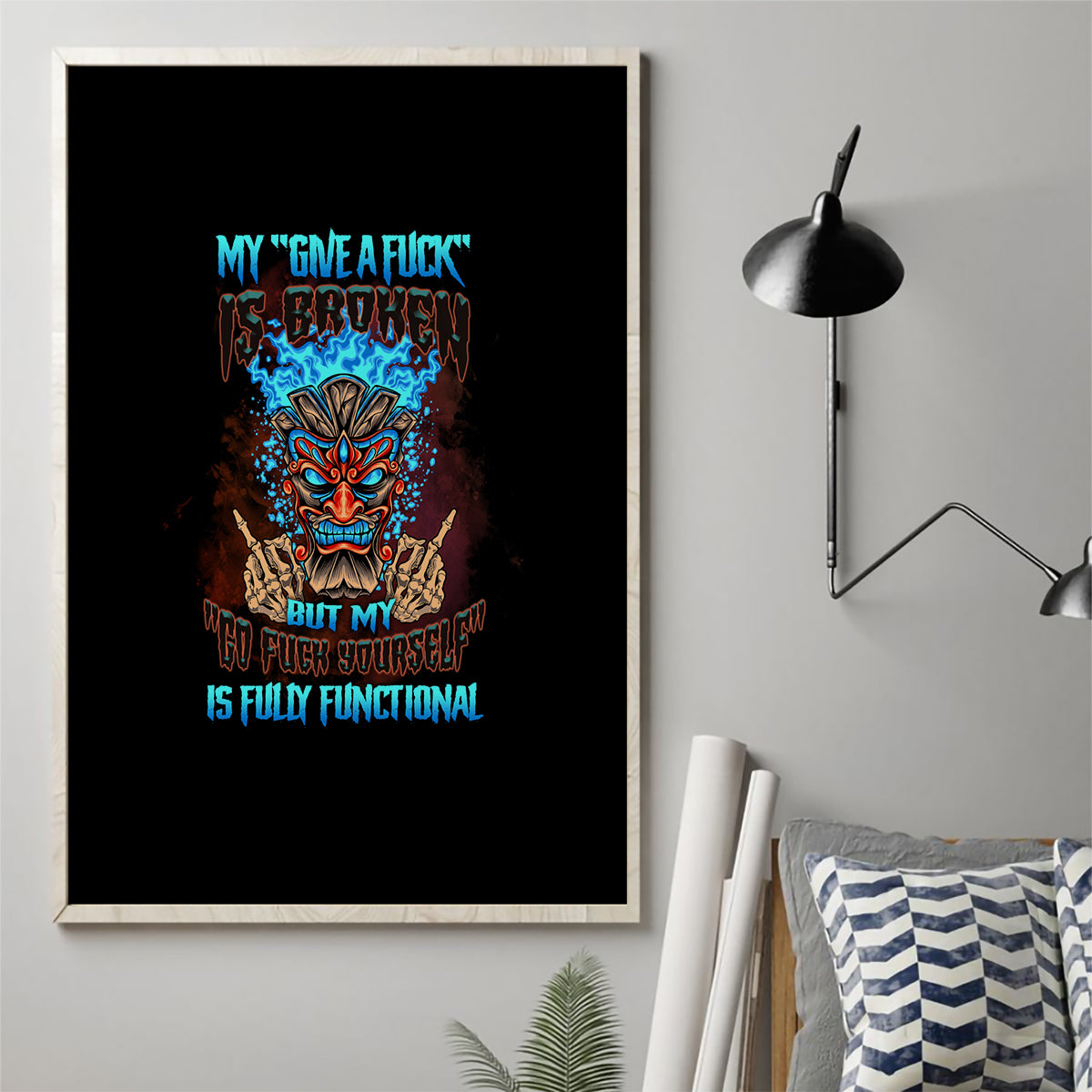 my-give-a-f-tiki-skull-canvas-wall-art