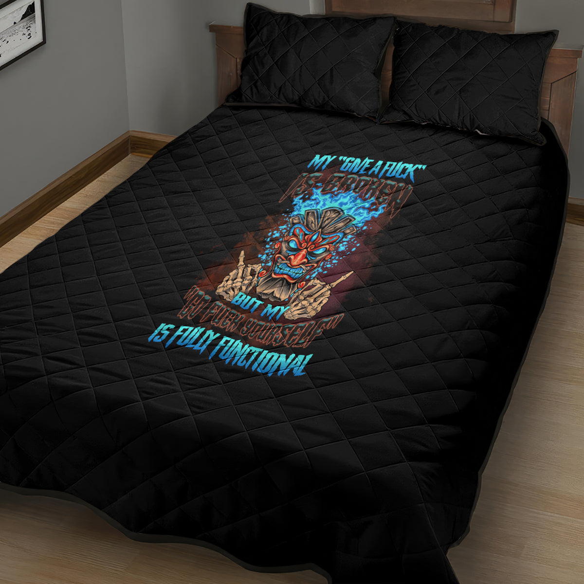 my-give-a-f-tiki-skull-quilt-bed-set