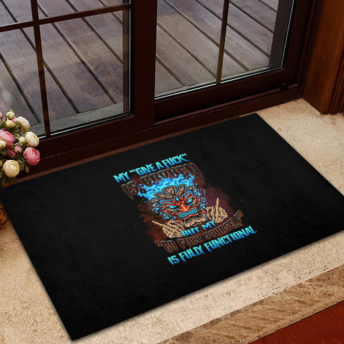 my-give-a-f-tiki-skull-rubber-doormat