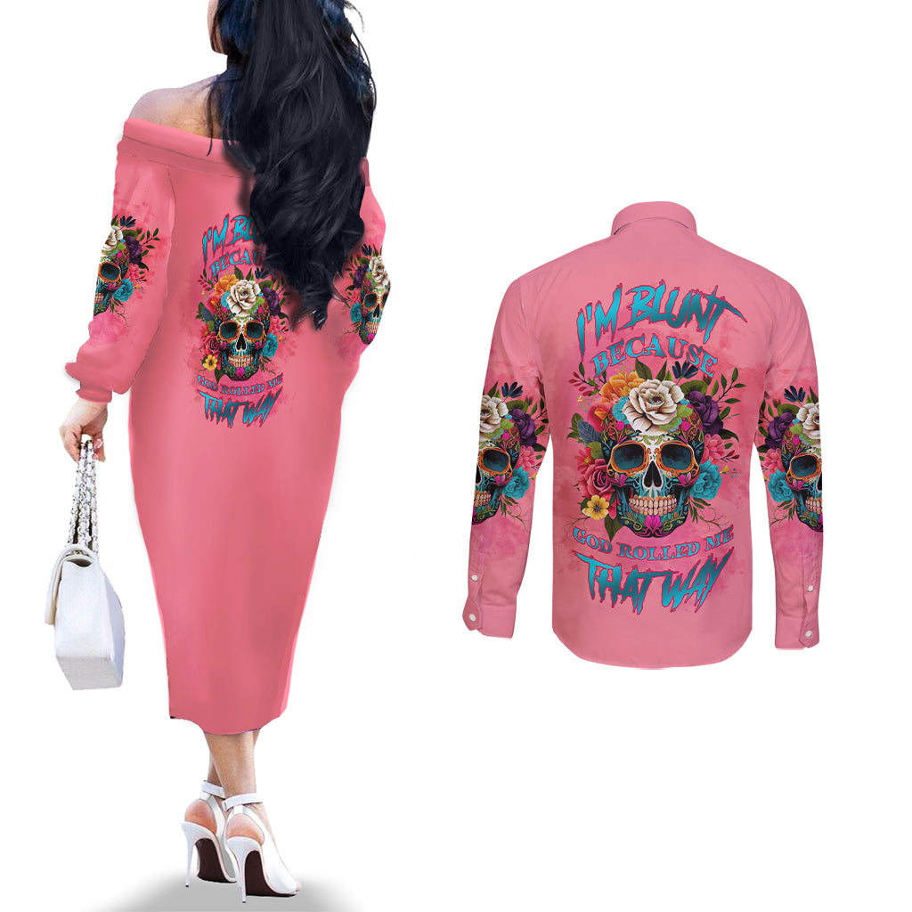im-blunt-because-god-rolled-me-couples-matching-off-the-shoulder-long-sleeve-dress-and-long-sleeve-button-shirt