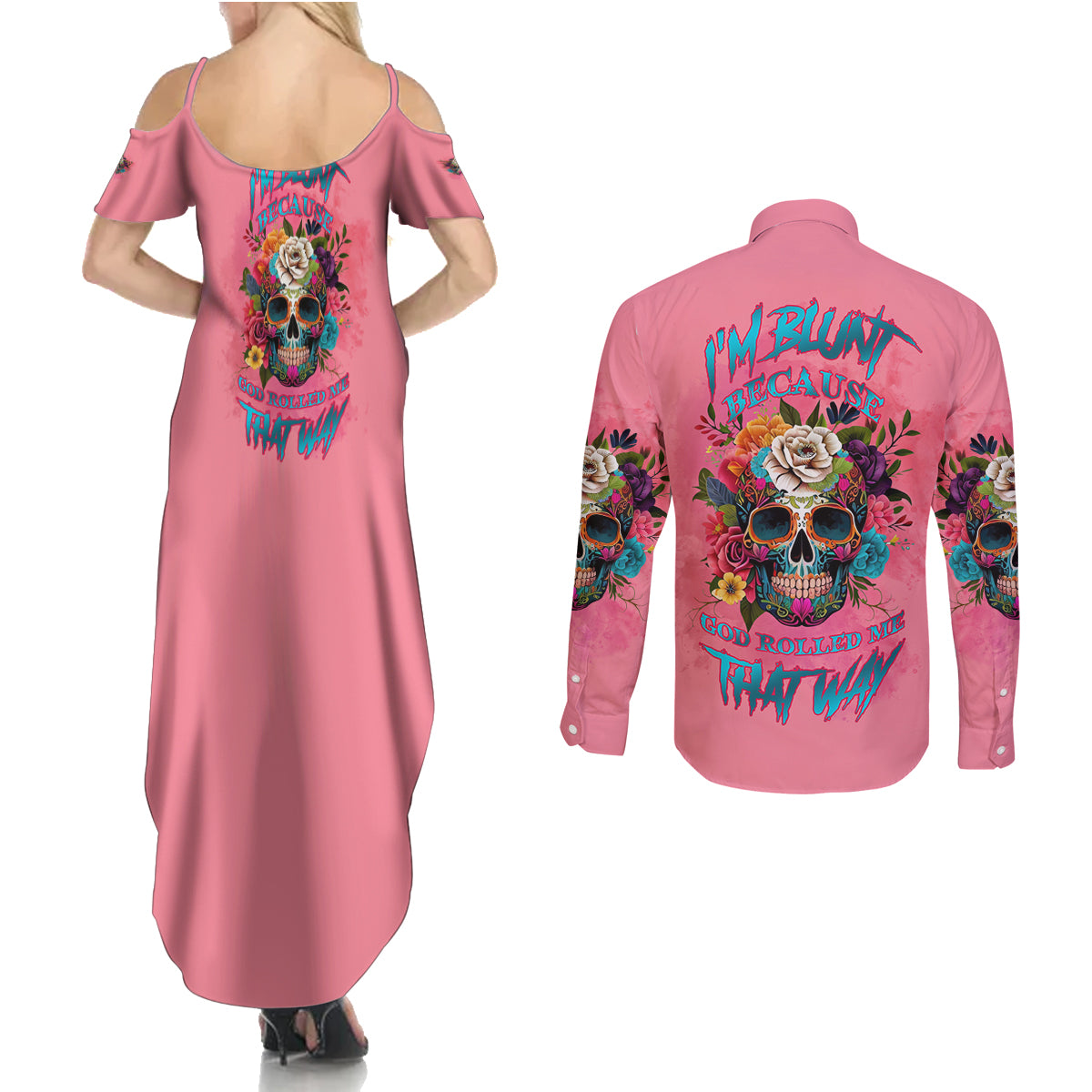 im-blunt-because-god-rolled-me-couples-matching-summer-maxi-dress-and-long-sleeve-button-shirt