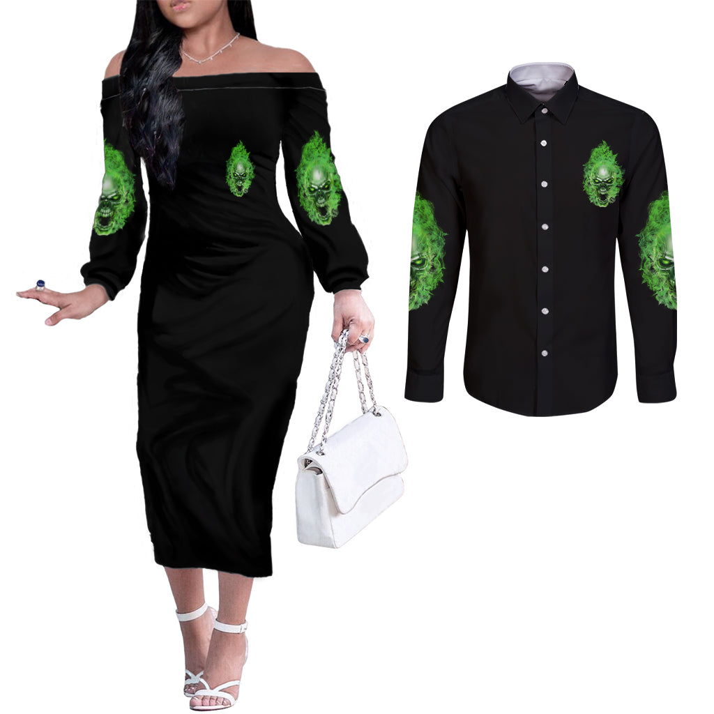 when-i-was-born-skull-couples-matching-off-the-shoulder-long-sleeve-dress-and-long-sleeve-button-shirt