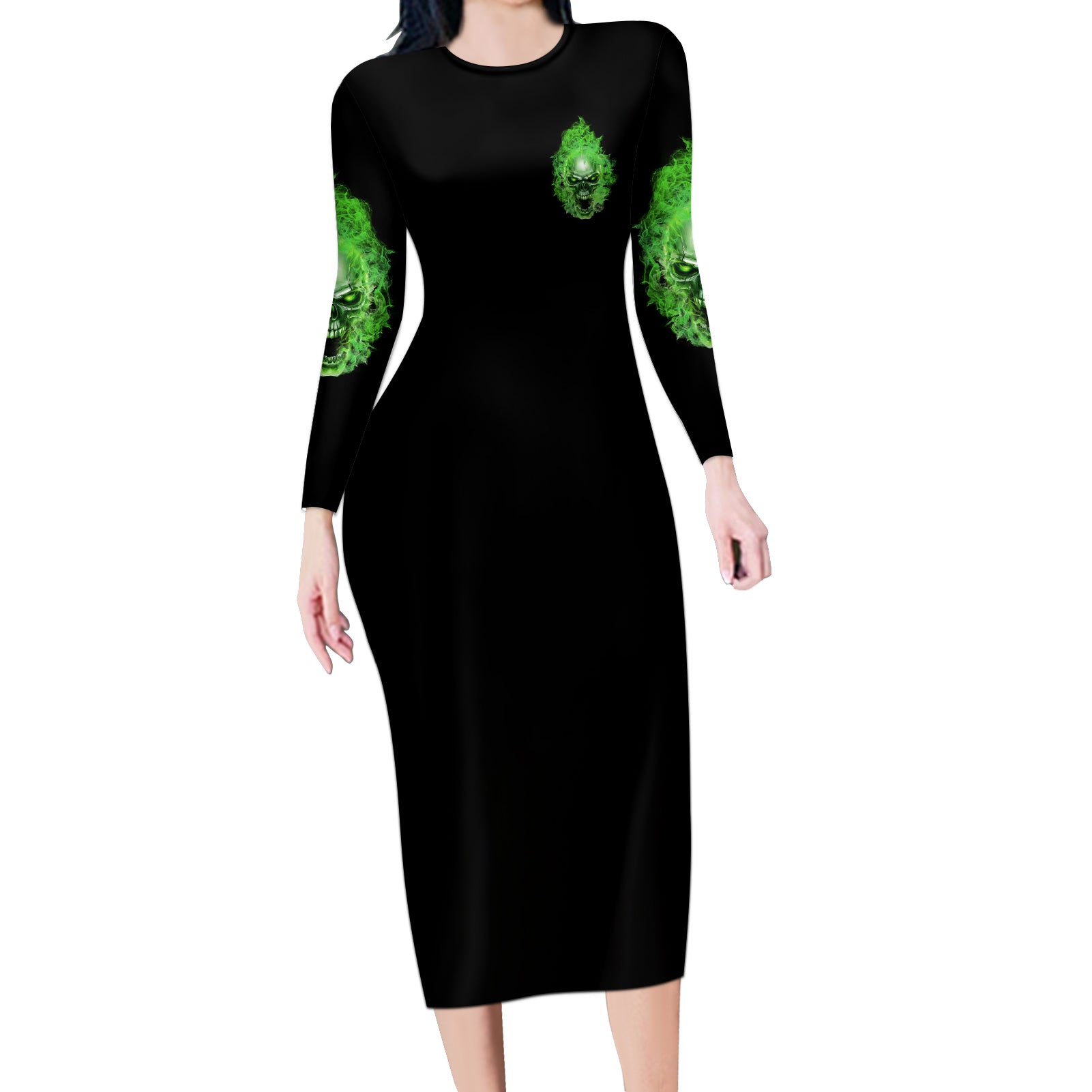 when-i-was-born-skull-long-sleeve-bodycon-dress