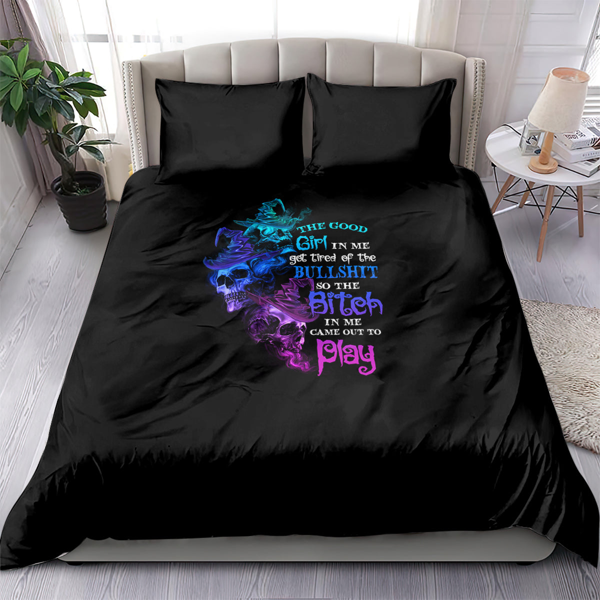 the-good-girl-in-me-got-tired-skull-witch-halloween-bedding-set