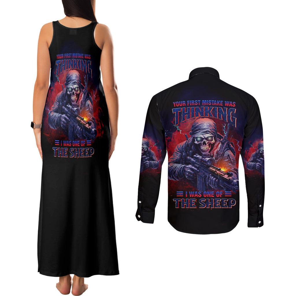 your-first-mistake-was-thinking-couples-matching-tank-maxi-dress-and-long-sleeve-button-shirt