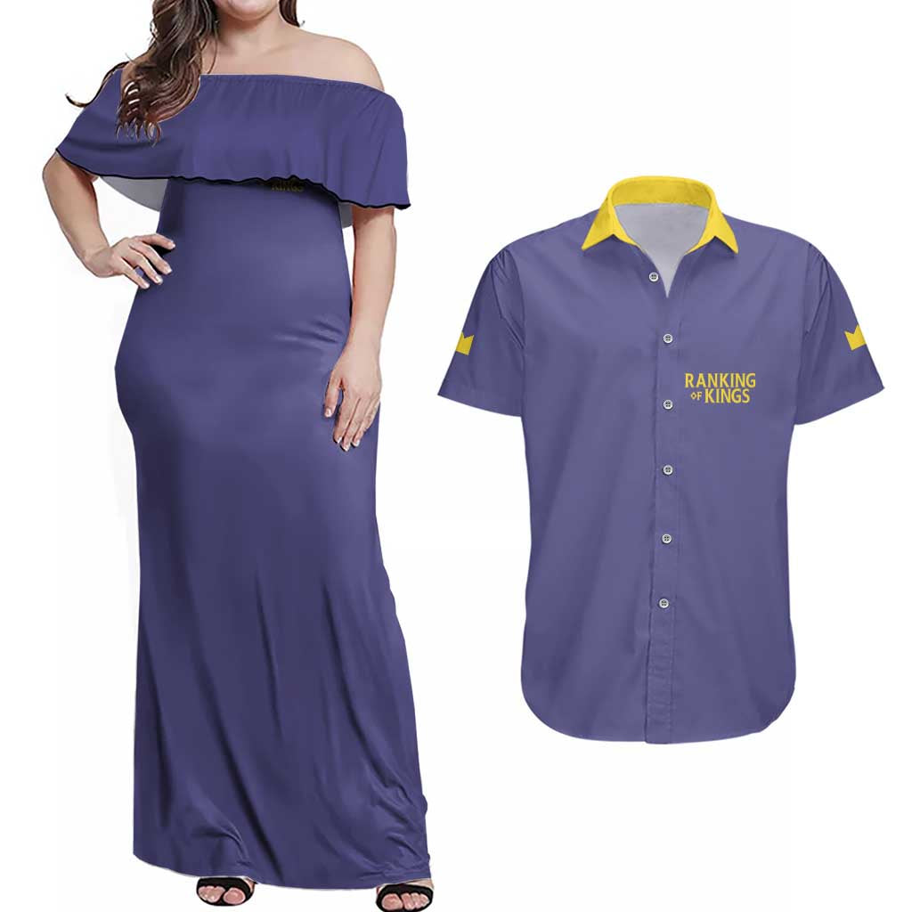 Bojji Ousama Ranking Couples Matching Off Shoulder Maxi Dress and Hawaiian Shirt Anime Style