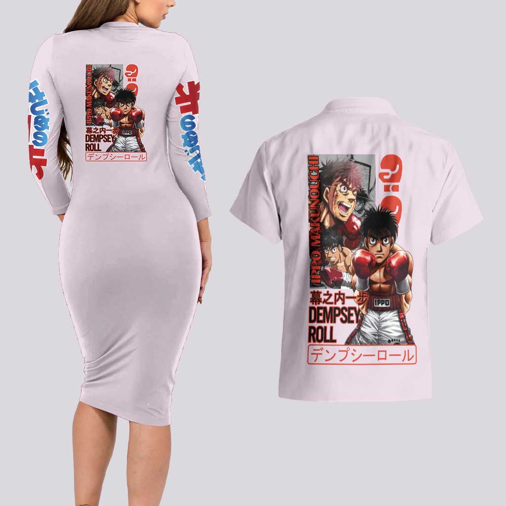 Ippo Makunouchi Hajime no Ippo Couples Matching Long Sleeve Bodycon Dress and Hawaiian Shirt Anime Style