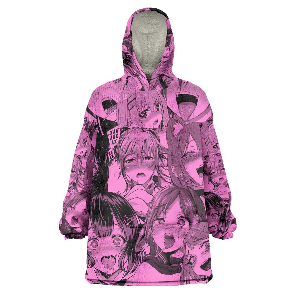 Ahegao Manga Wearable Blanket Hoodie Anime Mid Manga Style