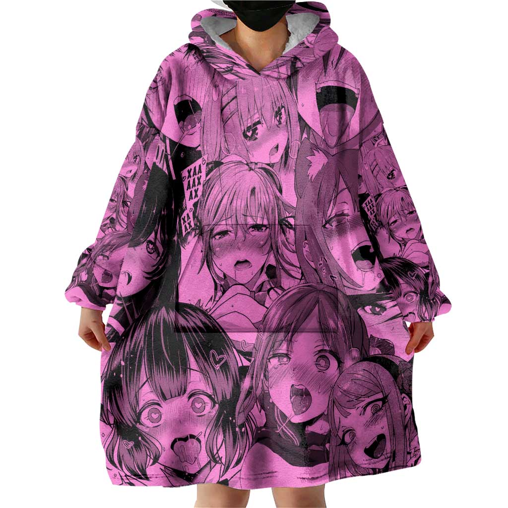 Ahegao Manga Wearable Blanket Hoodie Anime Mid Manga Style