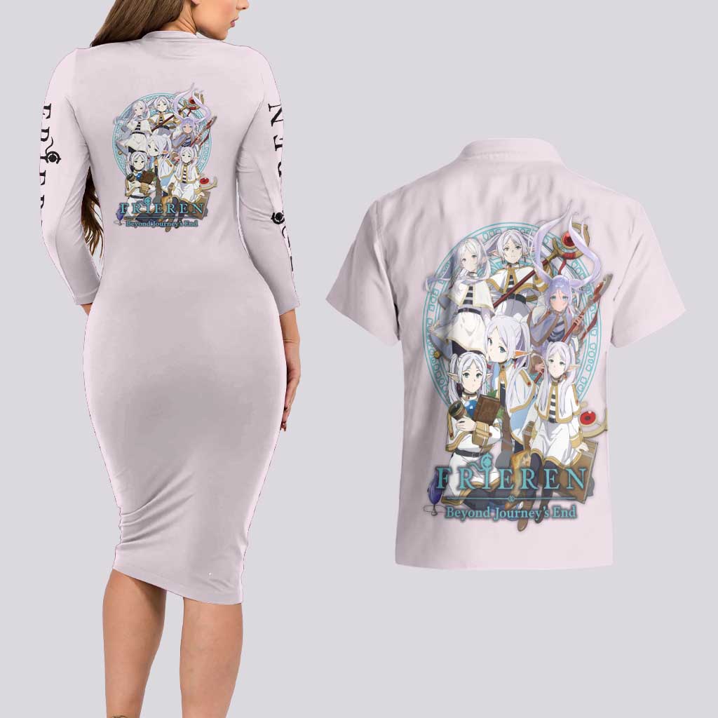 Frieren Frieren Beyond Journey’s End Couples Matching Long Sleeve Bodycon Dress and Hawaiian Shirt Anime Style