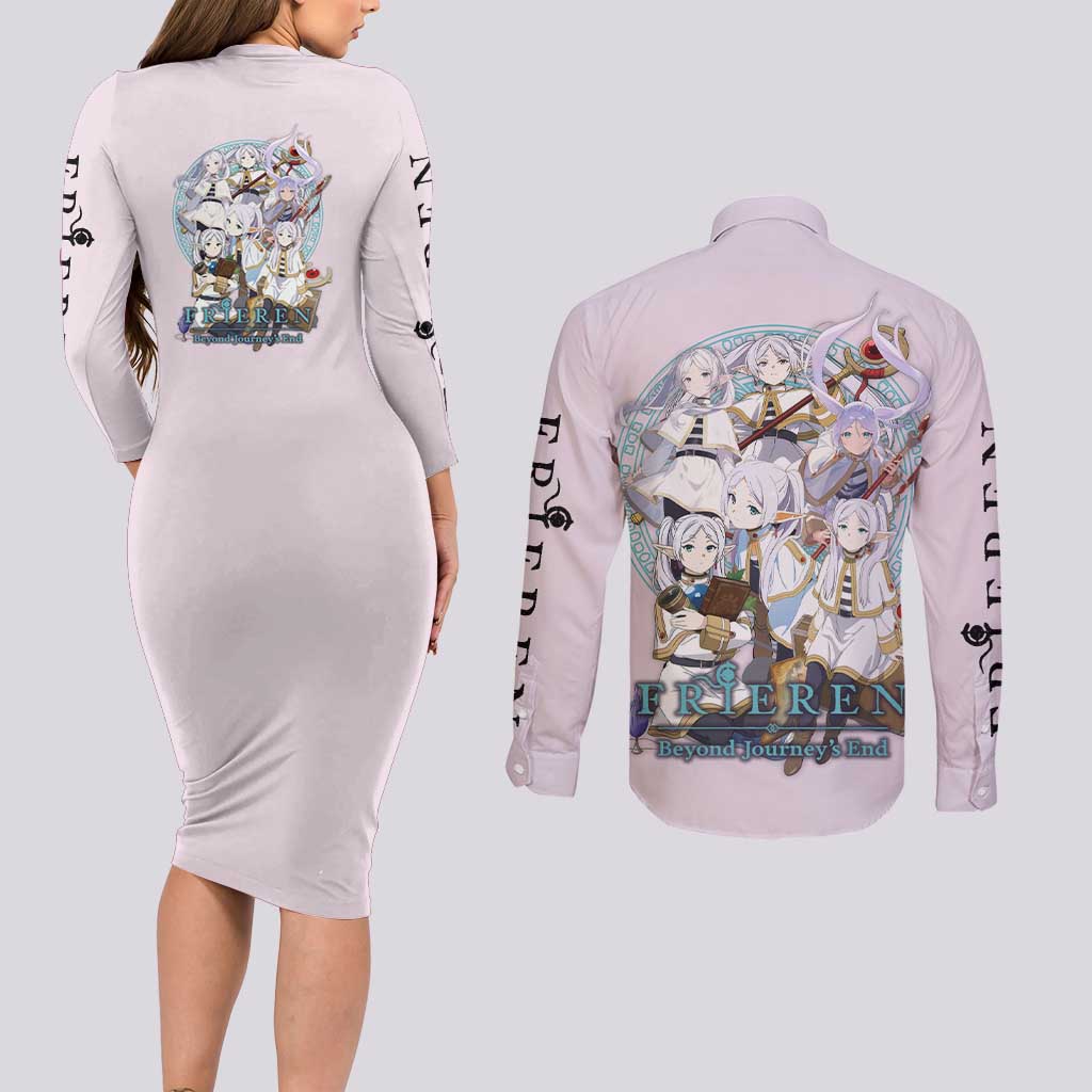 Frieren Frieren Beyond Journey’s End Couples Matching Long Sleeve Bodycon Dress and Long Sleeve Button Shirt Anime Style