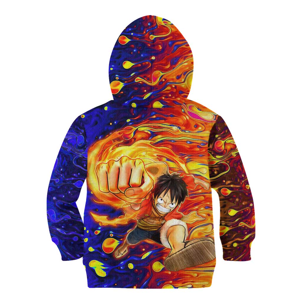 One Piece Trippy Luffy Kid Hoodie Anime Mid Trippy Style