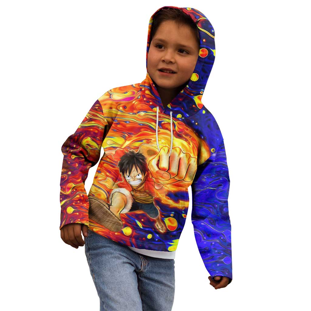One Piece Trippy Luffy Kid Hoodie Anime Mid Trippy Style