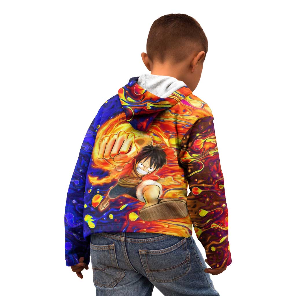 One Piece Trippy Luffy Kid Hoodie Anime Mid Trippy Style