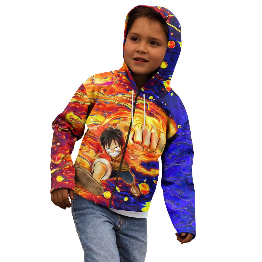 One Piece Trippy Luffy Kid Hoodie Anime Mid Trippy Style