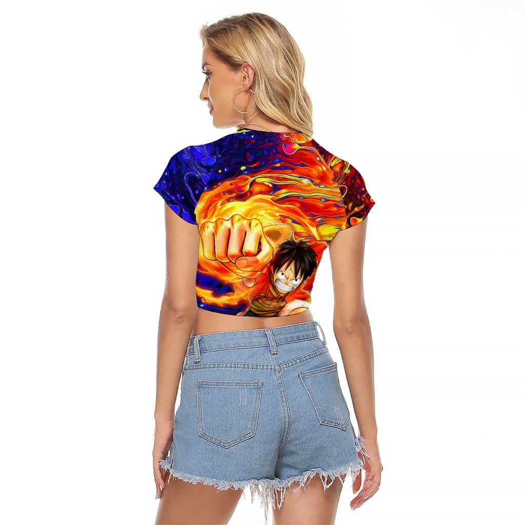 One Piece Trippy Luffy Raglan Cropped T Shirt Anime Mid Trippy Style