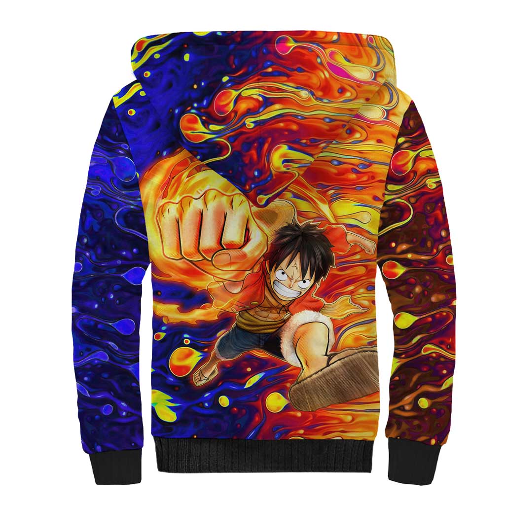 One Piece Trippy Luffy Sherpa Hoodie Anime Mid Trippy Style
