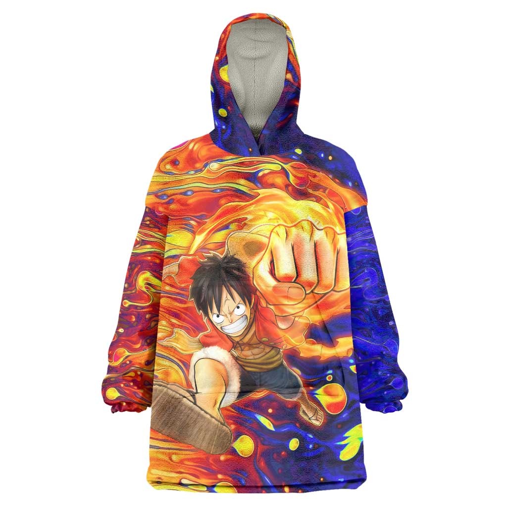 One Piece Trippy Luffy Wearable Blanket Hoodie Anime Mid Trippy Style
