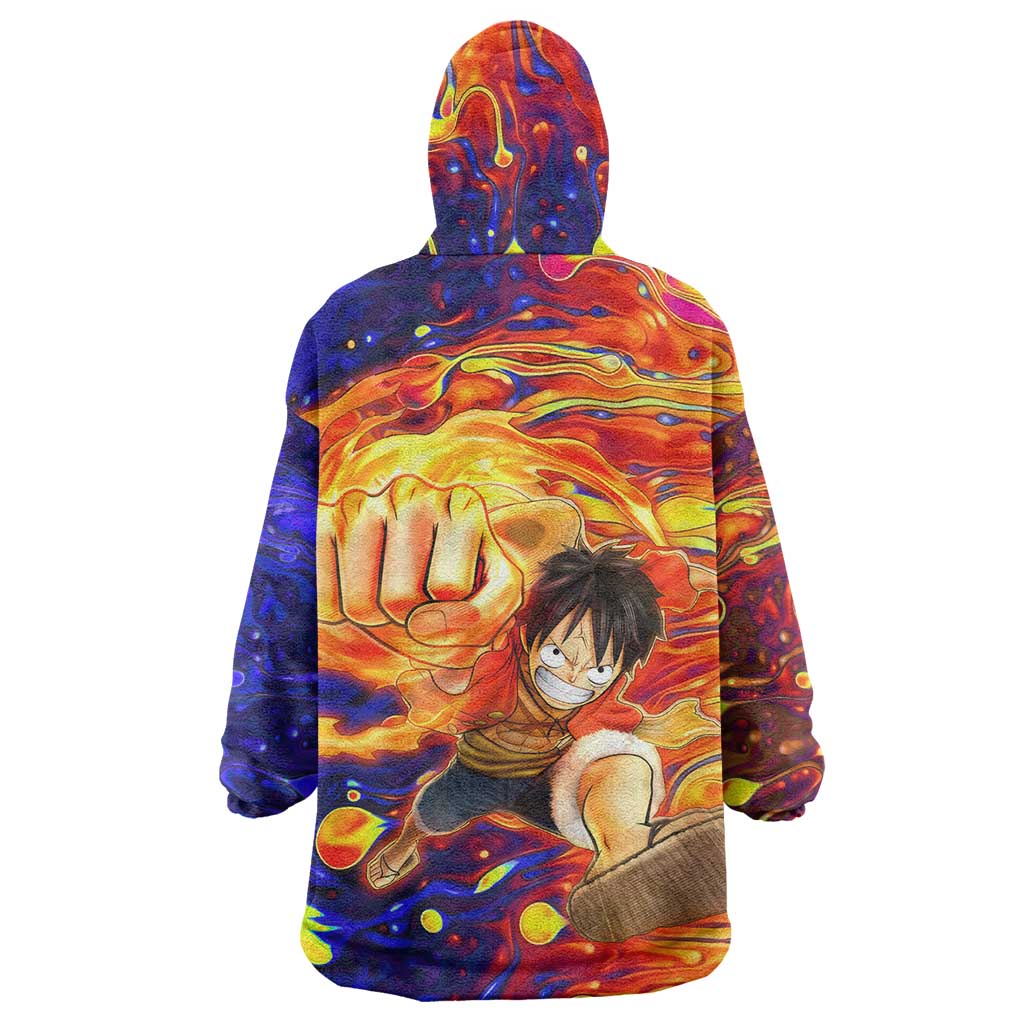 One Piece Trippy Luffy Wearable Blanket Hoodie Anime Mid Trippy Style