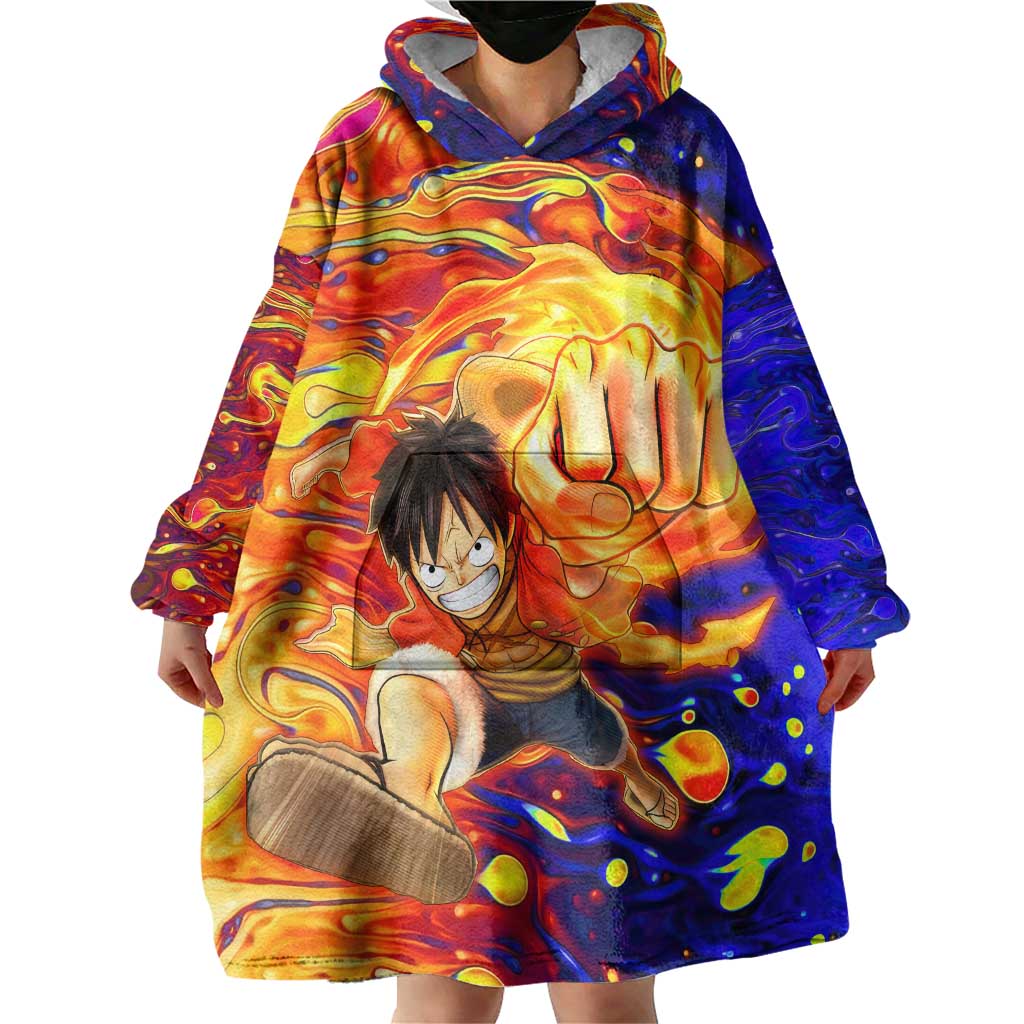 One Piece Trippy Luffy Wearable Blanket Hoodie Anime Mid Trippy Style