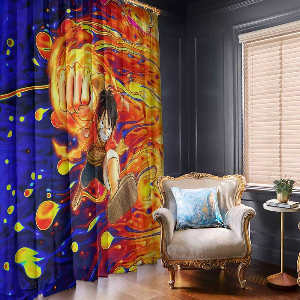 One Piece Trippy Luffy Window Curtain Anime Mid Trippy Style